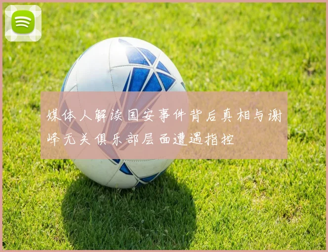 媒体人解读国安事件背后真相与谢峰无关俱乐部层面遭遇指控